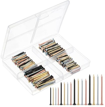 Mr. Pen - Kit di assortimento di unghie, 600 pezzi, 4 misure, colori assortiti, piccoli chiodi per appendere quadri, chiodi di finitura, chiodi da parete per appendere, chiodi a spillo, chiodi