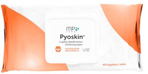 MP Labo Pyoskin® Wipes 40 lingettes - Lingettes désinfectantes (3% de chlorhexidine) - Chien et Chat