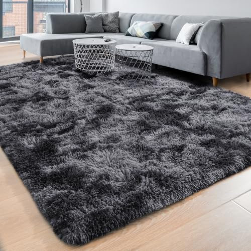 ISEAU Teppich für Wohnzimmer, 1,5 x 2,4 m, Zottelteppiche für Schlafzimmer, moderner Indoor-Teppich, rutschfest, abstrakt, ästhetisch, flauschiger Teppich für Jungen, Kinderzimmer, Dekoration,