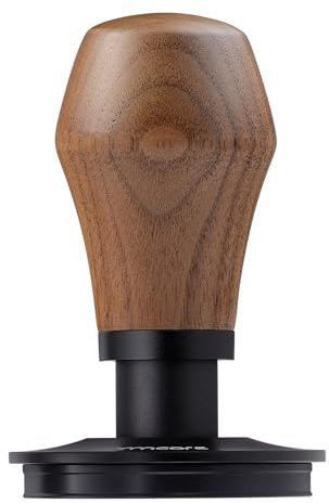 Normcore Prensador de café espresso V4 de 53,3 mm, prensador con resorte con revestimiento PVD de titanio, base plana para portafiltros Breville Sage de 54 mm, mango de nogal americano genuino