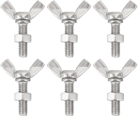 uxcell 6pcs M6-1x20mm Wing Butterfly Screw Bolts with 6pcs Nuts, 304 Stainless Steel Wing Bolt Thumb Hand Screws Butterfly Screw
