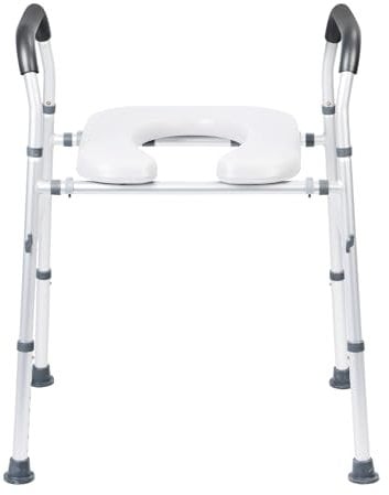 Sedile WC rialzato con manici, larghezza 38,1 - 45,7 cm e altezza 53,3 - 58,4 cm, alzate per sedile WC, 136 kg, per anziani e disabili, colore bianco, 1 set