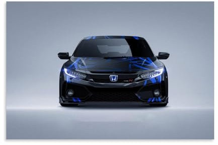 JDM Auto-Poster für Civic Typ R, Sport, Auto, Zimmer, Wohnzimmer, Dekoration, moderne ästhetische Wandkunst, Geschenk für Freunde, Bett, ungerahmt, 40 x 60 cm
