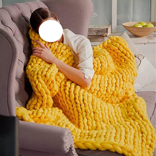 XLJLKJDS Handmade Giant Chunky Knit Throw Blanket Throw, Handmade Chunky Knit Blankets, Merino Wool Blend Arm Knit Throw Fashion Sofa Blanket Yoga Mat Rug Home Decor Gift