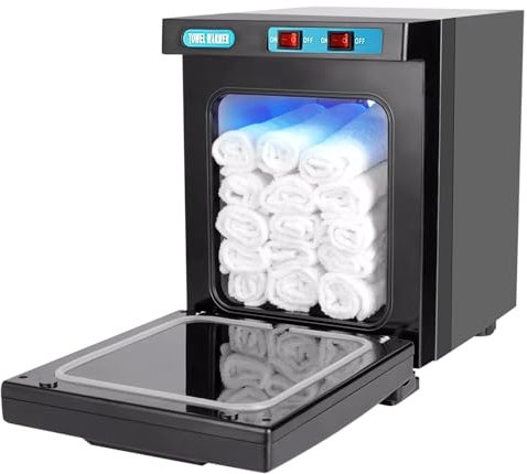 Towel Warmer, 5L Hot Towel Warmer for 8-12 Towels, Towel Heater Cabinet, 158°F Hot Towel Cabinet, Towel Steamer, 360° Heating, UV Steriliser, for Barber Salon Bathroom Beauty Home Office, Black