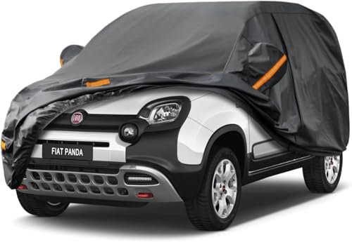 Kayme Autoplane Wasserdicht Atmungsaktiv für FIAT Panda (2011-2025), 7 Schichten Vollgarage Autoabdeckung für Regen Sonne Staub Schutz Verkratzt, Autoabdeckung mit Reflektierenden Streifen.