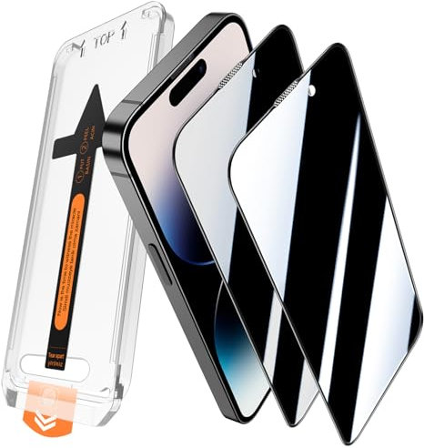 JEHOO 2 Stück für Panzerglas Sichtschutz für iPhone 14 Pro 6,1 Zoll, Automatische Staubentfernung, Anti-Spy 9H Kratzfest, Kein Staub Keine Blasen Hartglas Displayschutzfolie
