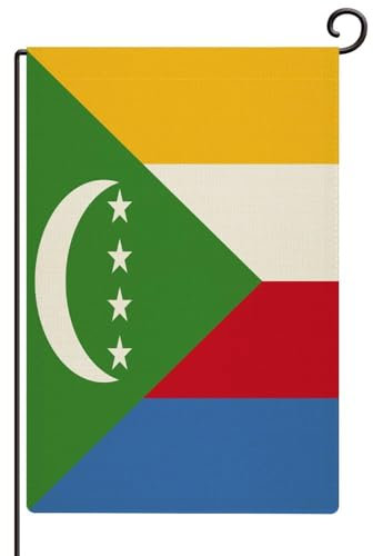 Drapeaux de jardin des Comores pour l'extérieur de la carte de l'État, drapeaux de cour pour l'extérieur en toile de jute résistante aux intempéries, décoration extérieure, terrasse, décoration