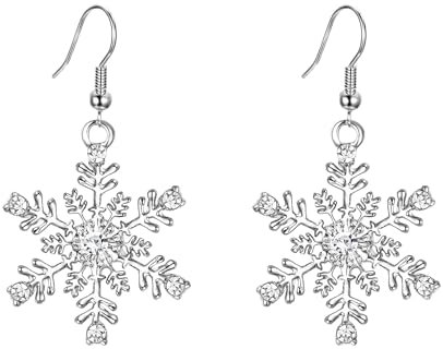SIXDUTON Weihnachtsohrringe Schneeflocken Ohrringe für Damen Mädchen, Hängende Schneeflocke Ohrringe Weihnachten, Hypoallergen Ohrstecker Weihnachten Silber Tropfen Ohrringe Weihnachtsschmuck