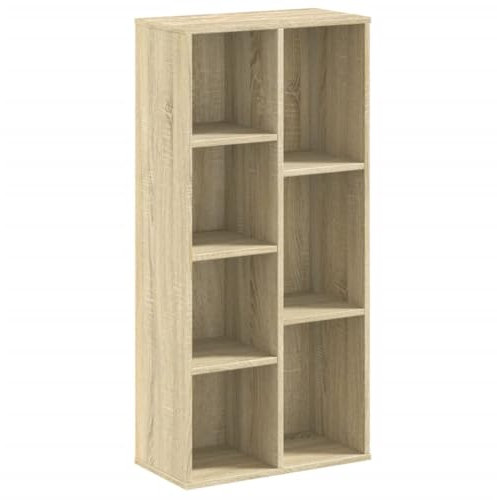 vidaXL Sonoma Oak Bookcase/BBookshelf - 7 Compartments - Engineered Wood - 50x25x105 cm - Living Room/Office Storage