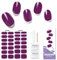 Semi Cured Gel Nail Strips, 28 pcs Purple Gel Nail Stickers Full Nail Wraps for Women ,Long Lasting Gel Nail Strips Work with Any UV Lamp, Easy to Apply
