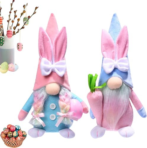 Ostern Wichtel Puppen, 2 Stück Frühlingdeko Wichtel Figuren, Ostern Plüsch Zwerg, Schwedische Wichtel Dolls, Frühling Gesichtslose Puppe Zwerg, für Ostern und Frühling Urlaub Dekoration (M5)