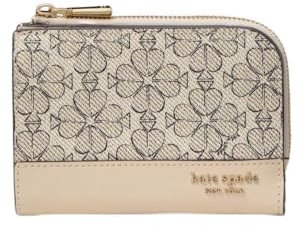 kate spade new york Devin Saffiano Leather Wallet, Neutral Multi Spade Flower, One Size