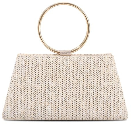 Ynport Crefreak Femmes Paille Sac à main Sac de Soirée Pochette Sacs à main Bracelet Mode Été Plage Fourre-tout Paille Sac à Bandoulière Poignée Supérieure Sac à Bandoulière,Beige