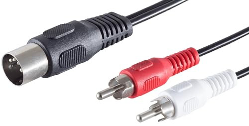 1aTTack.de 1 connettore DIN da 1,5 m a 5 poli su 2 connettori RCA da 1,5 m, cavo adattatore audio di alta qualità, connettori placcati in nichel, perfetto per impianti musicali HiFi Studio Equipment