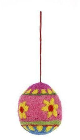 Deko Hänger großes Osterei aus Filz (6cm) Filzei Ei bunt Ostern (Globo Fair Trade) (pink)
