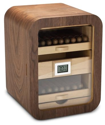 CIGARLOONG Cedar Wood Cigar Humidor Cabinet 4 Layer, Cabinet for 110 Cigars Contain Humidifier&Digital Hygrometer,Luxury Gift for Cigar Lovers (Brown)
