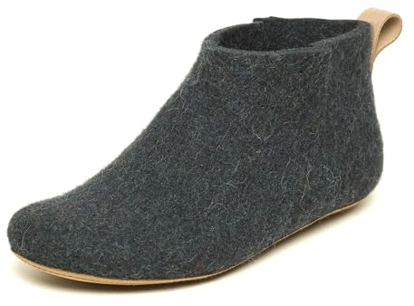 Magicfelt Hüttenschuh 743 aus Mulesing-freier Merino-Schurwolle – Handgefertigte Hausschuhe aus Wollfilz für Damen & Herren Größe EU 36-46 - anatomisch geformt mit Ledersohle