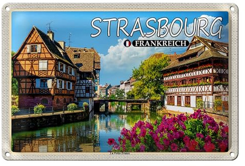 Blechschild | Strasbourg | Frankreich | La Petite France | Nostalgie | 18 cm x 12 cm