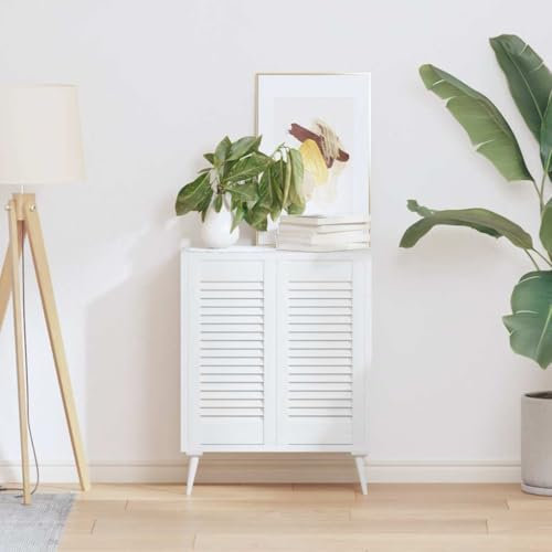 Gecheer Portes d'armoires en Bois persiennes - Design élégant, stabilité du pin Massif, Dimensions 61,5 x 29,5 cm - Blanc