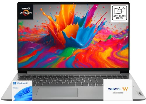 Lenovo 15.6 IdeaPad Laptop for Home and Work, AMD Athlon 7120U, 628GB Storage(128GB Internal SSD + 500GB Portable Storage), 4GB DDR5 RAM, External DVD Player, WiFi 6, SD Card Reader, Windows 11 Home