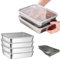 Epunk 4-Piece 304 Stainless Steel Food Containers Set with Lids - 25.5x20x5 cm Airtight Deli Containers, Dishwasher-Safe for Meal Prep & Fridge Storage (BPA-Free) (Upgrade)