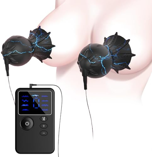 Electric Shock Nipple Sucker Electrical Stimulation Nipple Set BDSM Nipple Trainer Toys with 9 * 19 Modes Electric Shock Breast Cup Suction Pump for Adult Sex Toys Women Nipple Clitoral Stimulator