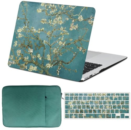 FFBOFFC Hülle für MacBook Air 13,6 Zoll 2025-2022 Freisetzung Modell A3240 A2681 A3113 M3/M2 mit Retina Display & Touch ID, Plastik Hart Schutzhülle & Tasche & Tastaturdeckel, Mandelblüte
