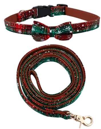 TOYANDONA 2stücke Weihnachts-hundehalsband Und Leine Set Verstellbar Für Haustiere Weihnachts-Muster Strapazierfähiges Material Für Outdoor-aktivitäten