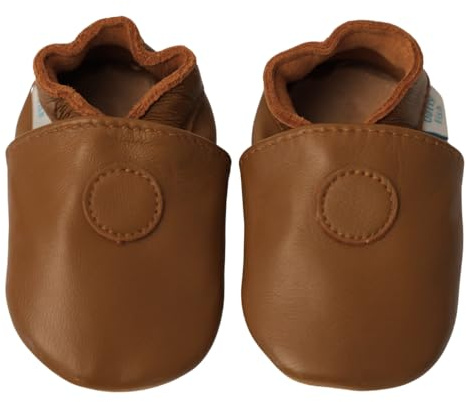 Dotty Fish Soft Sole Leather Baby Shoes - Barefoot, Non-Slip, Unisex | Lightweight, Breathable, Flexible, Elasticated ankles, Anti-slip,