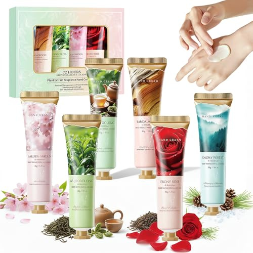 HOUSN Mini Handcreme für Sehr Trockene Hände Set, 6 Stück mit Pflanzlichen Duft Extrakten, Adventskalender Füllung und Geschenk für Frauen und Männer