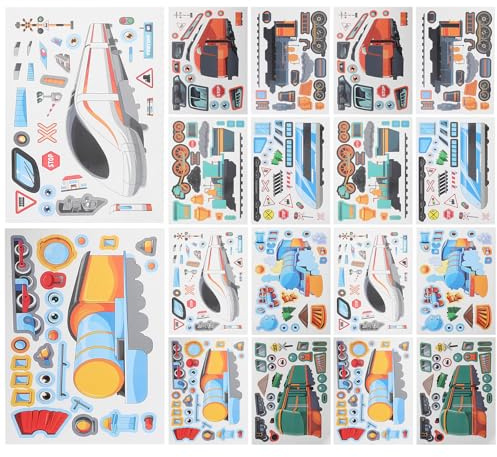 BESPORTBLE 32 Blatt Aufkleber mit Zugmotiven im Cartoon-Stil – Fahrzeugaufkleber, Belohnungsaufkleber für Kinder zum Thema Zug – Puzzle-Aufkleber für Kleinkinder zum Basteln und Scrapbooking