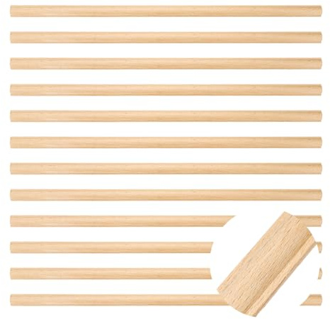 QUARKZMAN 12Stk 40cm Dekorative Holzleiste Unbehandelt 3D Holzleiste Für DIY Basteln Zuhause Wand Schrank Regal Fenster Tür (Zylinder 15mm)