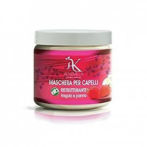 ALKEMILLA - BIO - Revitalisierende Haarmaske mit Erdbeercreme - Hilft, trockenes & strapaziertes Haar zu reparieren - Vegan, Hergestellt in Italien