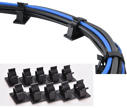 100 Nylon Verstellbare Clips Kabel 16 mm selbstklebend Wire Management Klemmen Kabel Draht Organizer Desktop Kordel Halterung Hider Ladekabel Organizer für TV PC Laptop Home Appliance Büro M Schwarz