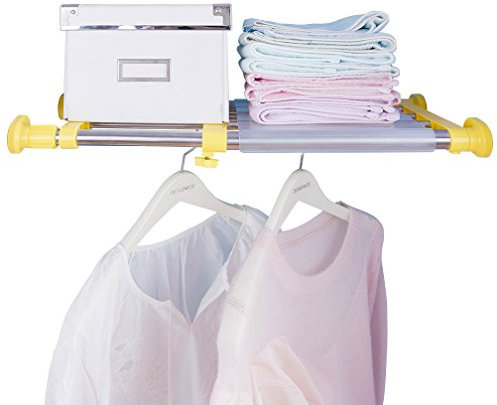 Hershii Erweiterbares Garderobensystem Teleskop Schrank Kleiderstange Kleideraufbewahrung DIY Regaltrenner Separator Veranstalter Kleiderschrankzubehör Closet Tension Shelf Rod,40-60cm Gelb