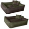 BedDog 2in1 Hundebett MAX Quattro, großes Hundekörbchen aus Cordura, waschbares Hundebett mit Rand, Hundesofa für drinnen, draußen, M, Mystic, grün-braun