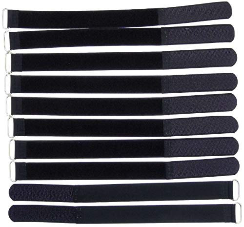 10x 30 cm x 25 mm wiederverschließbare Klett-Kabelbinder SCHWARZ mit Metall-Öse - Kabel-Klettband 300 mm wiederverwendbar