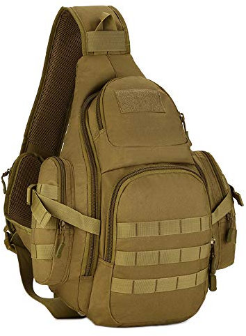 Neuleben Taktischer Sling Rucksack Schulterrucksack Militär Rucksäcke Groß Wasserabweisend Crossbody Bag Brusttasche Herren Männer für Outdoor Reise Wandern Camping Trekking (Khaki)