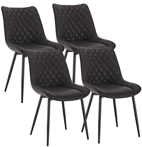 WOLTU Esszimmerstühle 4er Set, Küchenstühle, Wohnzimmerstühle, Polsterstühle mit Rückenlehne, für Esszimmer, Küche, Wohnzimmer, Büro, Sitzfläche aus Kunstleder, Metallbeine, Anthrazit BH210an-4