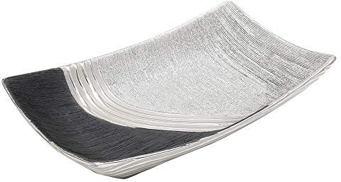 Edle Moderne Deko Designer Keramik Schale/Platte/Naschschale/Dekoschale in Silber-grau, ca. 30 x 18 x 6 cm.