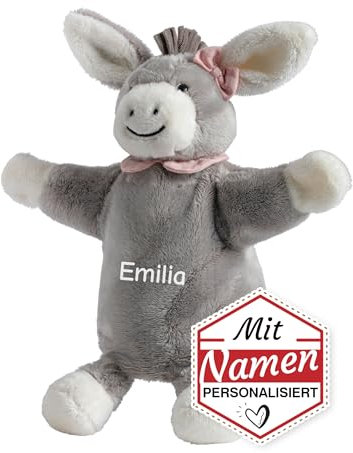 Sterntaler Esel Emmi Girl Handpuppe-Schnuffeltuch mit Namen Bestickt, Mädchen Baby & Kinder Schmusetuch personalisiert, Kasperlepuppe, Kasperletheater Puppe