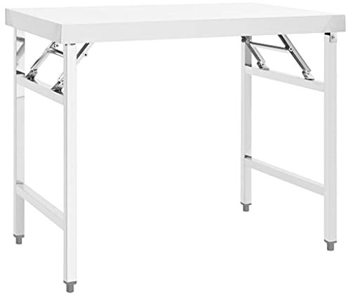 vidaXL Tavolo da Lavoro Cucina Pieghevole 100x60x80 cm in Acciaio Inox