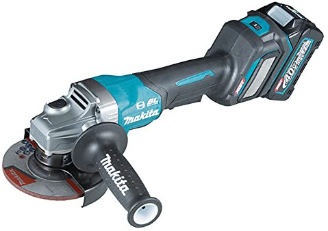 Makita GA029GD202 40V Max XGT Brushless 125mm Angle Grinder Complete with 2 x 2.5 Ah Batteries, Fast Charger and Interchangeable Adapter Set Supplied in a Makpac Case