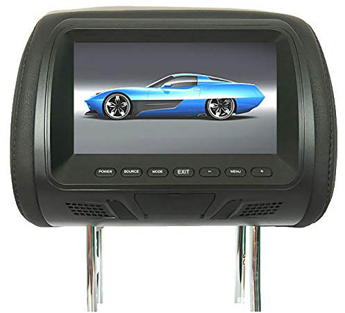 FOReverweihuajz Car Universal 7-inch Rear Car Headrest Type High-definition Digital Screen Lcd Display, Adjustable, with Player Black