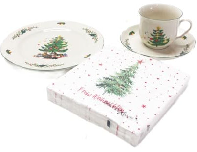Seltmann Weiden Marie Luise Nostalgie Kaffeeservice 1 Gedeck. mit Servietten Weihnachtsgeschirr 4 teilig