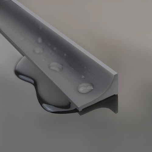 Adoture Sistema de retención de agua para umbral de ducha abatible La barrera de ducha mantiene el agua dentro del umbral (Tipo L Gris, 1 M)