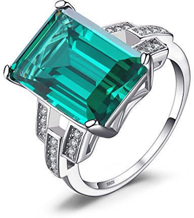 JewelryPalace 5.9ct Smaragdschliff Simulierter Smaragd Damen Ring, Grün Schmuck Set, Verlobungsring Cocktail Silber 925 Mit Grünem Stein, Zirkonia Frauen 59