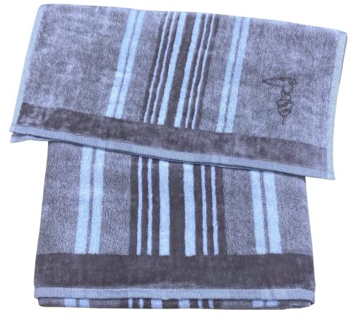 Trussardi Set 1 + 1 Pezzi Spugna Bagno Sponge e Stripes Ospite + Asciugamano | Asciugamani 100% Di Puro Cotone Jacquard (Set 1 + 1, Sand 001)