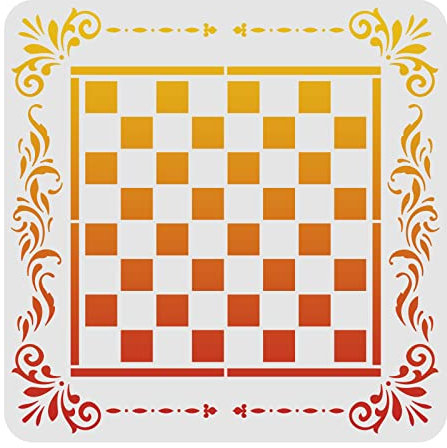 FINGERINSPIRE Moderne Schachbrett-Schablone 30x30cm Malerei Schach Dame gefüttert Spielbrett Familienspiel Heimdekoration Geschenk Beste große Vinyl-Schablonen zum Malen auf Holz, Leinwand, Wand